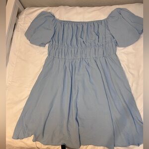 Amazon Light Blue Off Shoulder Mini Dress
